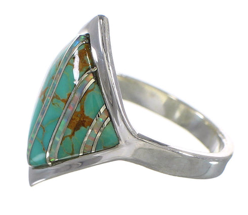 Genuine Sterling Silver Southwest Turquoise Opal Ring Size 6-1/2 QX82460